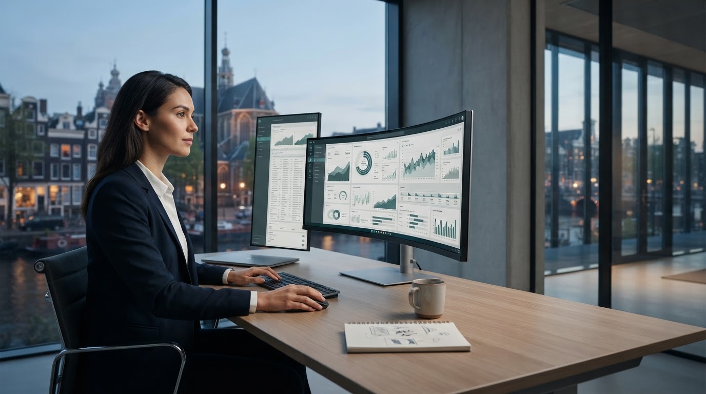 Alkotas Fintrix dataplatform met real-time crypto-analyse op een technisch dashboard